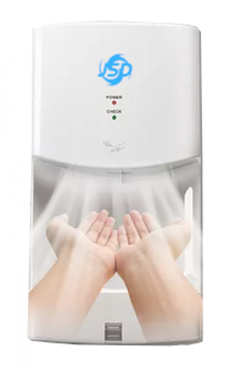 JSD-Piccolo Händetrockner Weiß klein und stark mit Wasserschale