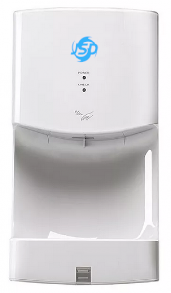 JSD-Piccolo Händetrockner Weiß klein und stark mit Wasserschale